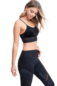 Girl wearing Shape Up Athletics Black Velvet Two-Piece Yoga Set