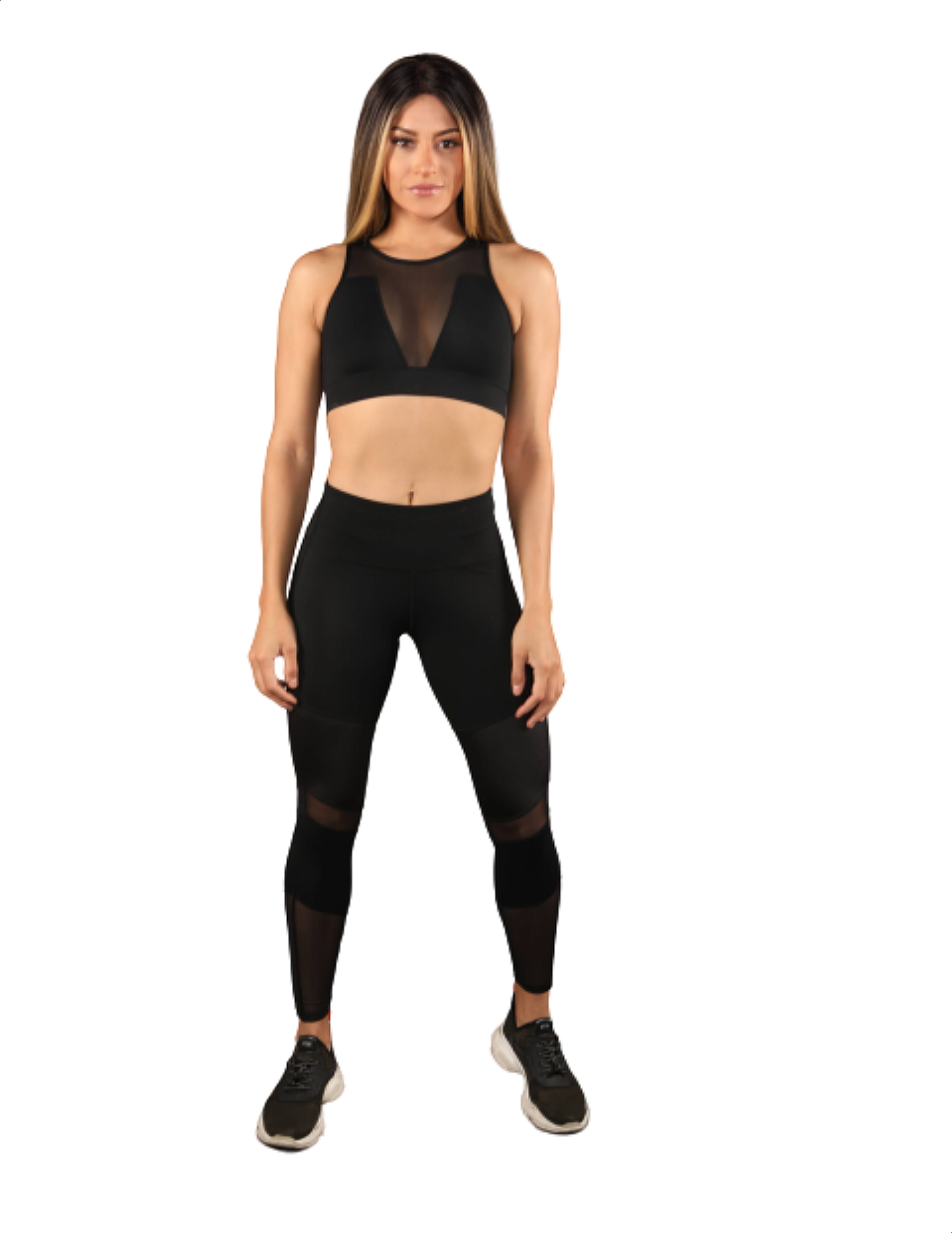 Girl wearing Shape Up Athletics satin touch leggings in black